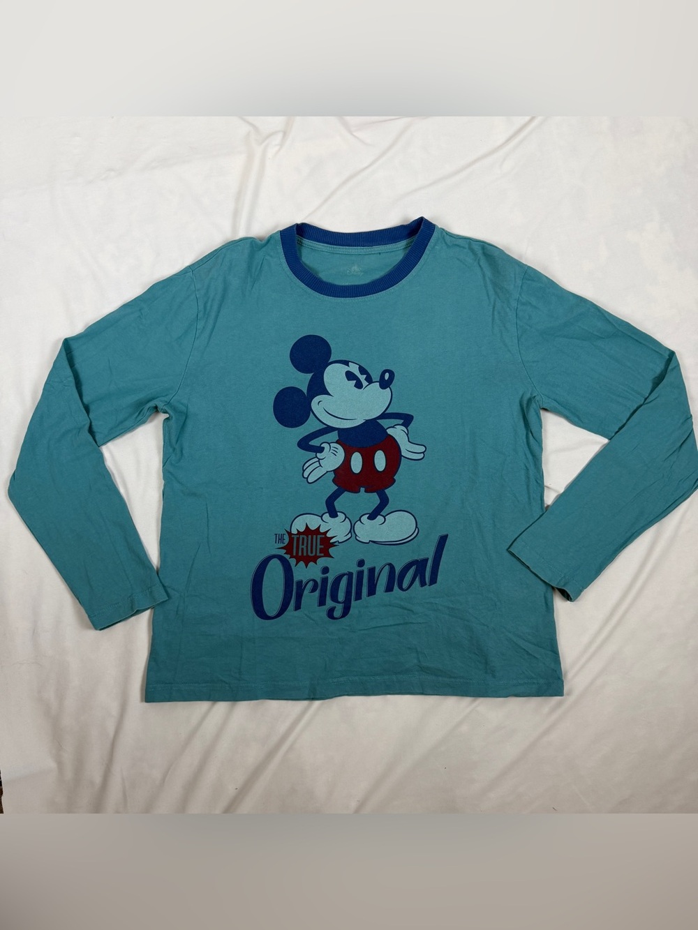 Disney Teal Long-Sleeve Mickey Mouse 'Original' Graphic Tee